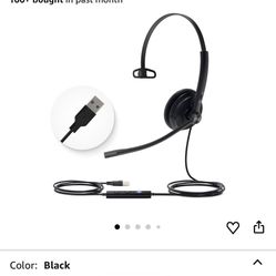 Single ear USB headphones with mic & noise cancellation 