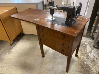 WHITE Antique Sewing Machine Table