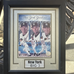 New York Yankees Big 3 Plaque Matsui Jeter Rodriguez Black Silver MLB Baseball