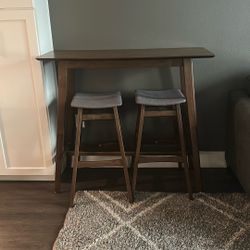 Wood Bar Table Set with 2 Stools – Compact & Stylish 