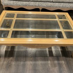 Wood and Glass Coffee & Side Tables Set 