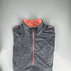 Nike Dri-FIT Running Pullover Women's Small Gray Orange Half Zip Athletic 