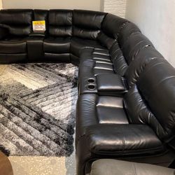 Madrid, Black Leather Reclining Sectional Now $1099. Easy Finance Option. Same-Day Delivery.