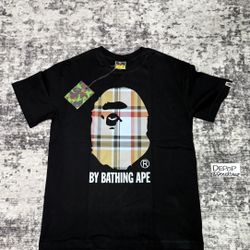 BAPE black & yellow plaid t-shirt