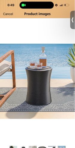 Dark Gray Ribbed Outdoor Side Table