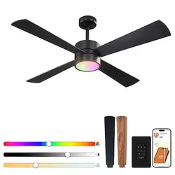 🔥new inbox🔥 52-Inch RGB Smart Ceiling Fan with Lights – Modern, Dimmable, Reversible DC Motor and App Control