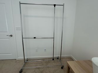 Heavy-Duty Double Garment Rack with Wheels