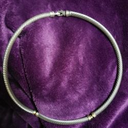 David Yurman 14K 925 Cable Choker Link Necklace 