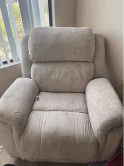 Beige Upholstered Recliner Chair