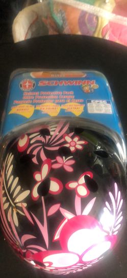 child’s Floral Design bike helmet with kneepads age 5+ brand new
