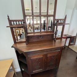 Mirrored Vintage Sideboard Console Hutch