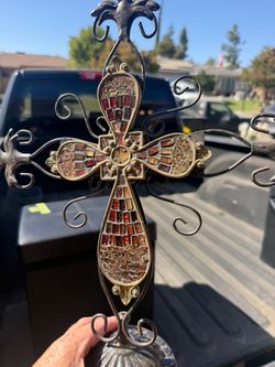 Decorative Metal Cross with Mosaic Glass