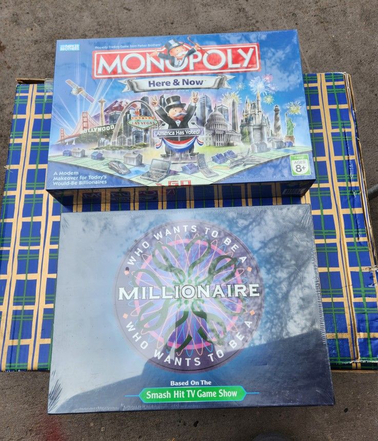 Two factory sealed Games: Who wants to be a millionaire and Monopoly "Here and Now"