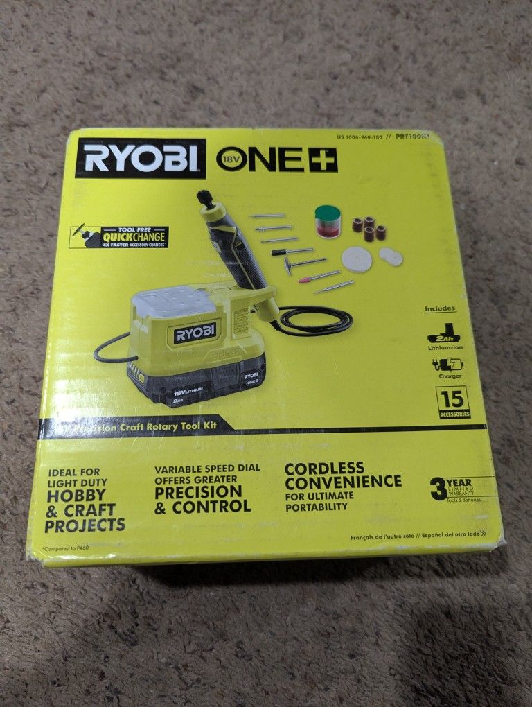 Ryobi Cordless Precision Craft Rotary Tool Kit with 2.0 Ah Battery and Charger