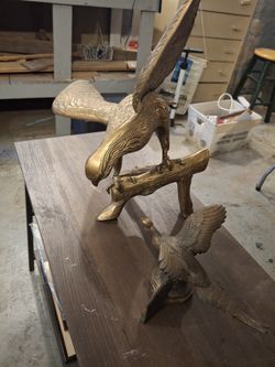 24" Brass Eagle and other Bird 