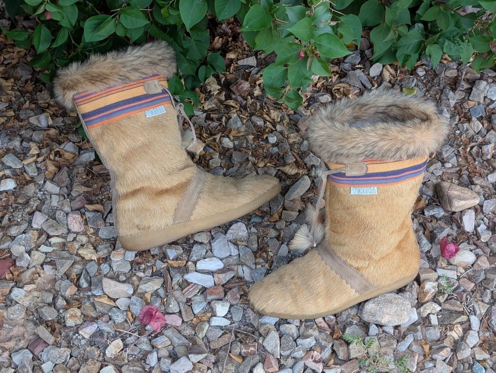 Vintage 70s/80s Tecnica Fur Après Ski Boots Italy Brown EU 42 Women's US 10 Mid Calf VGC Retired