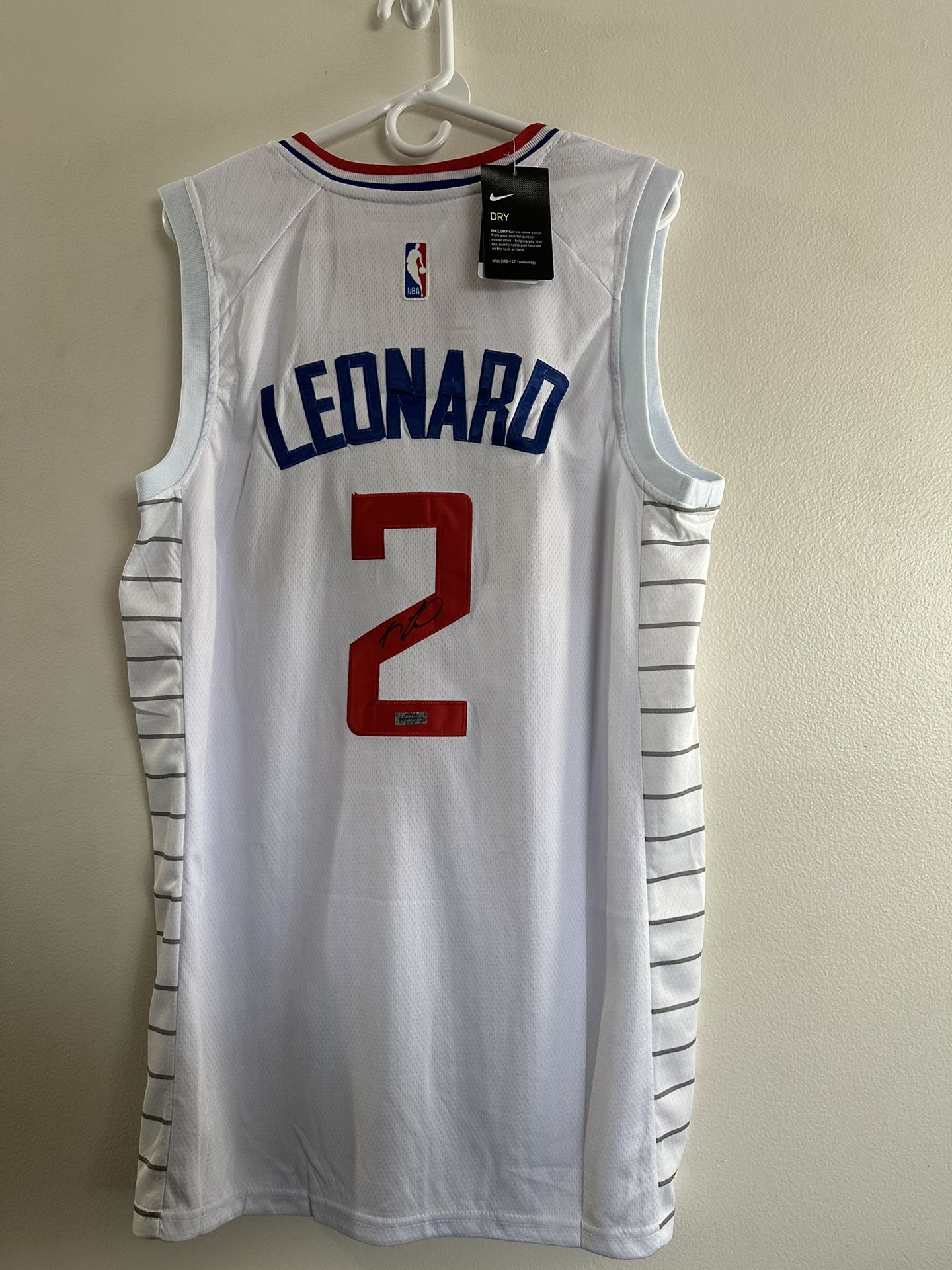 KAWHI LEONARD SIGNED LA CLIPPERS BASKETBALL NBA JERSEY AUTOGRAPHED W/COA XL 694