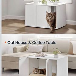 HOME Cat Litter Box Enclosure, Superfast Toolless Assembly, Litter Box Furniture for Large Cats, Push-to-Open Doors, Display Side Table, C