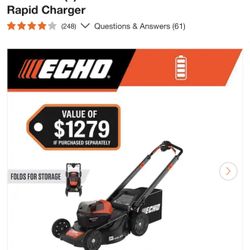 New ECHO 56V 21” Self-Propelled Lawn Mower w/ 2 Batteries & Rapid Charger