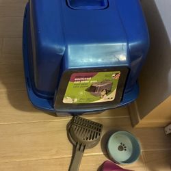 Blue Covered Cat Litter Box