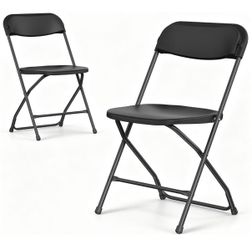 Black Plastic Folding Chairs Set of 2
