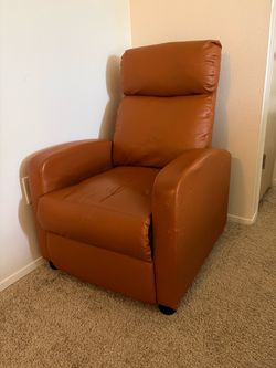 Caramel Brown Faux Leather Recliner Chair