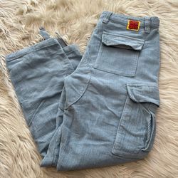 Vintage 90s Empyre Blue Corduroy Pants Relax Baggy Carpenter Skate 30x28 (34)