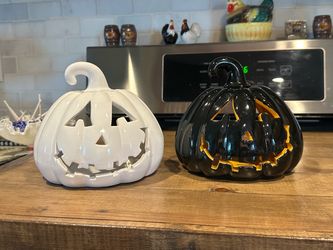 Halloween Pumpkin Candle Holders Approx. 6 Inches Tall Lot of 2