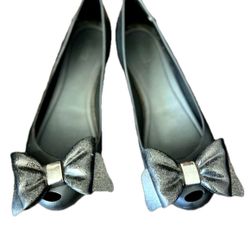 Melissa Ultragirl Black Bow Peep Toe Flats 6