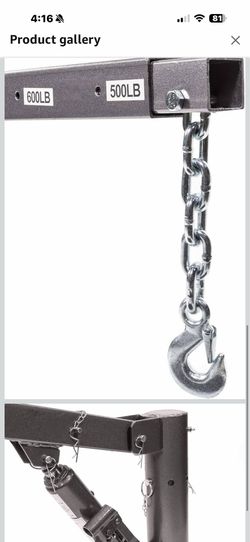 Stark USA 1/2 Ton Capacity Pickup Truck Extra Hoist Lift Load Jib Crane Telescopic Boom 1,100 LBS Extension Lock Position Swivel Base Mounted    23  $