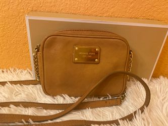 Authentic Kors mini light brown leather crossbody purse