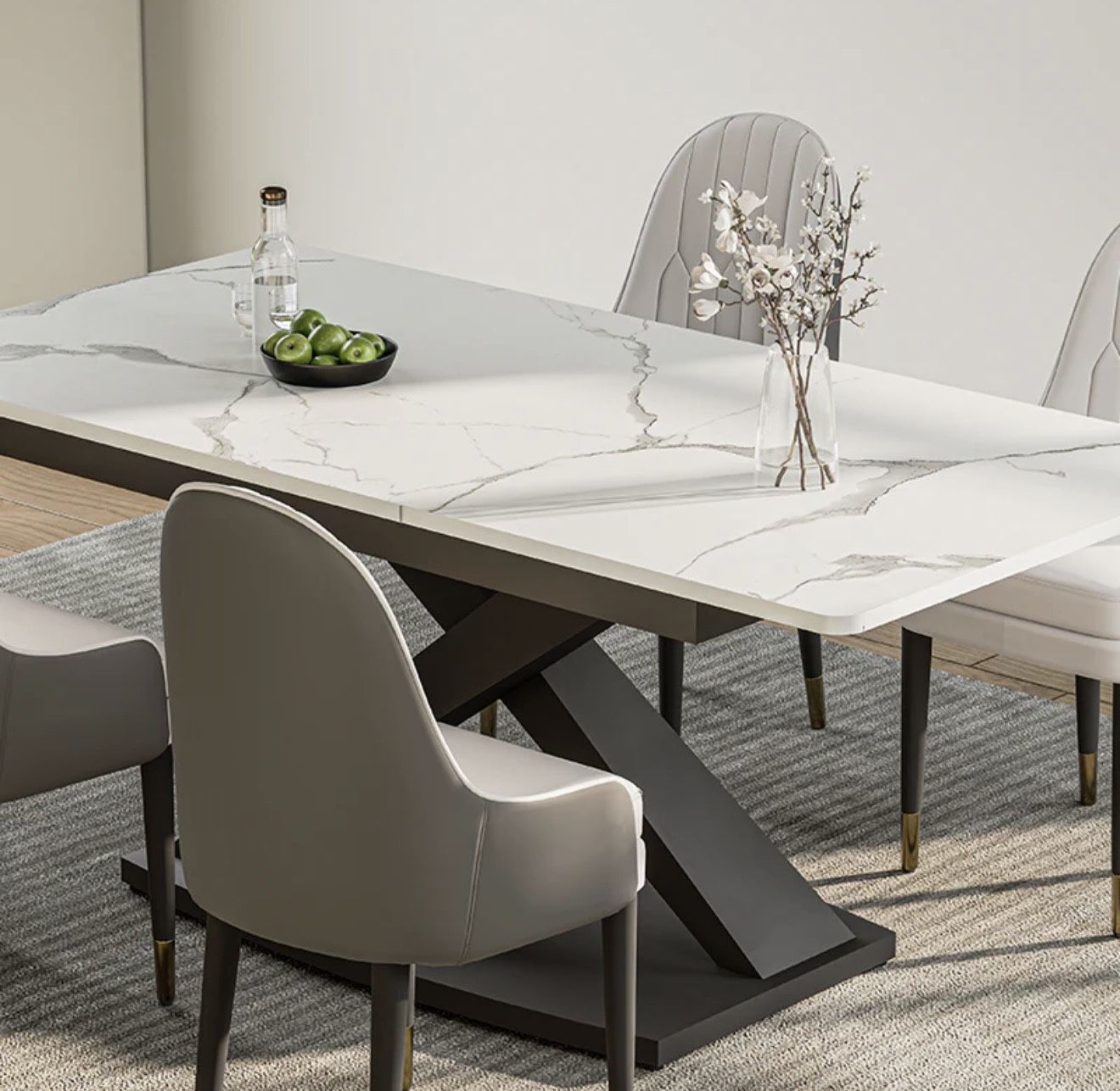Modern Marble White Dining Table Open Box