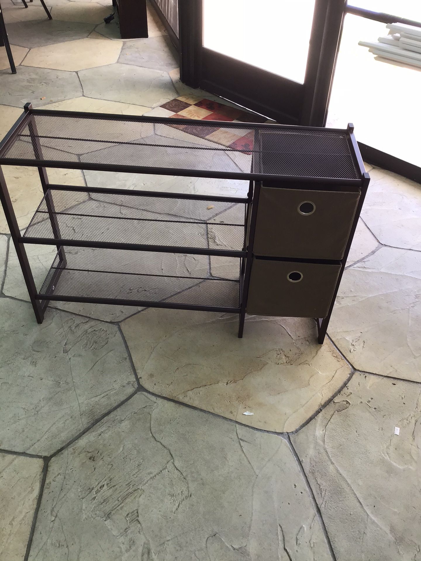 METAL BROWN CABINET SHOES WITH TWO CHAIRS DRAWERS