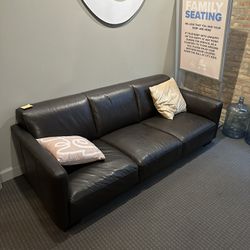 Three Seat Brown Leather Couch
