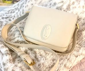 Saint Laurent YSL Cream Leather Crossbody Bag