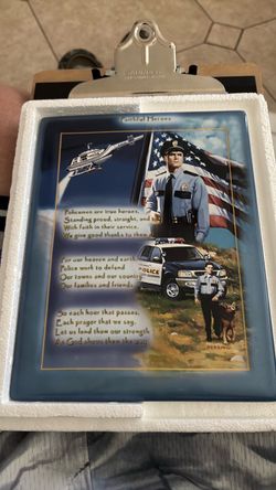 Faithful Heroes Police Decorative Ceramic Tile Plaque
