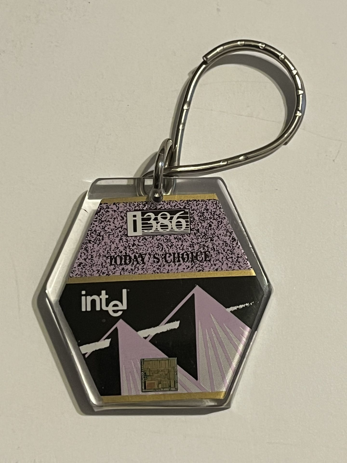 New Vintage INTEL Keychain Real 386 and 486 PROCESSOR chips In Lucite i386/i486