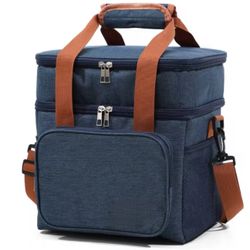   Double Layer Cooler Lunch Bag (Blue )