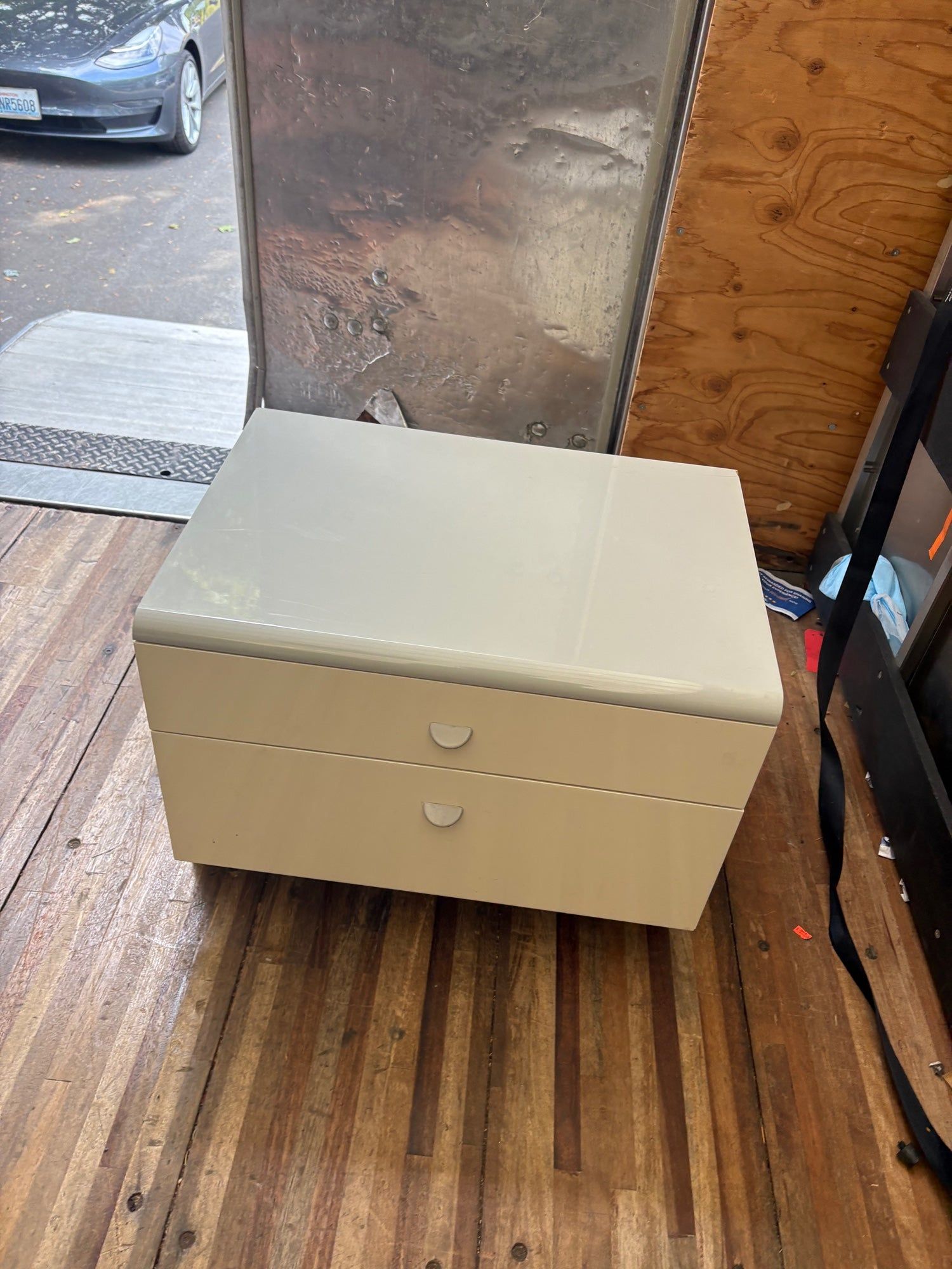 Set of 2 - Two-Drawer Modernist Cream Nightstand