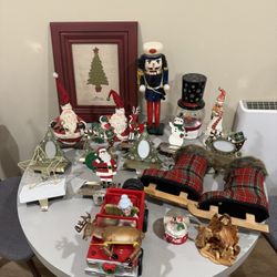 A lot of Christmas vintage toys. Antique. Vintage Christmas toys