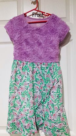Girls Purple Floral Dress, Size 10/12