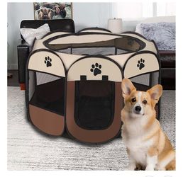 Octagonal Foldable Pet Playpen Tent with Floor – Portable Pop-Up Cat & Dog Kennel size M