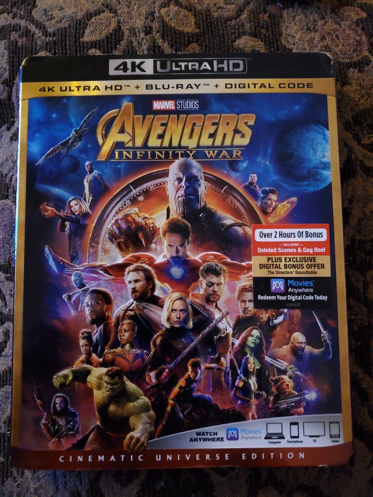 Marvels Avengers 4k Blu-ray And Regular Blu-ray LIKE NEW 