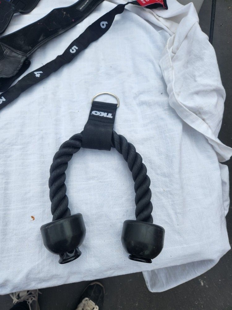 Assortment Of exercising equipment.