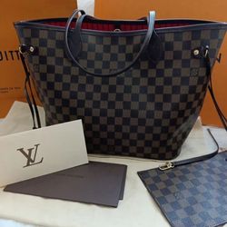 Damier Ebene Canvas Tote Bag with Matching Pochette