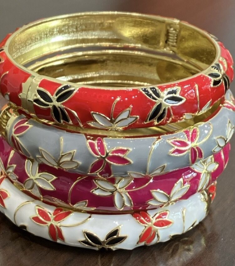 New Hinged Enameled Bangle Bracelets, $8 Each, Beautiful Colors, Excellent. Quality