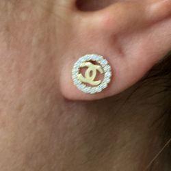 14K Solid Gold Earning For Wedding CUBIC ZIRCONIUM STONES 