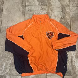 NFL Chicago Bears Quarter Zip Lined Windbreaker Pullover Sz 2XL 