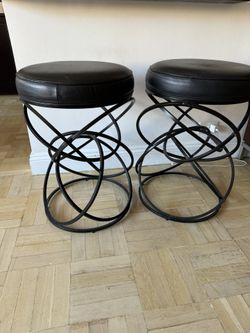 Two 25 In Black Iron Bar Stools