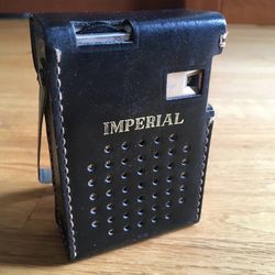 Vintage Imperial AM Transistor Portable Handheld Radio w/ Leather Case